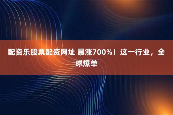 配资乐股票配资网址 暴涨700%！这一行业，全球爆单